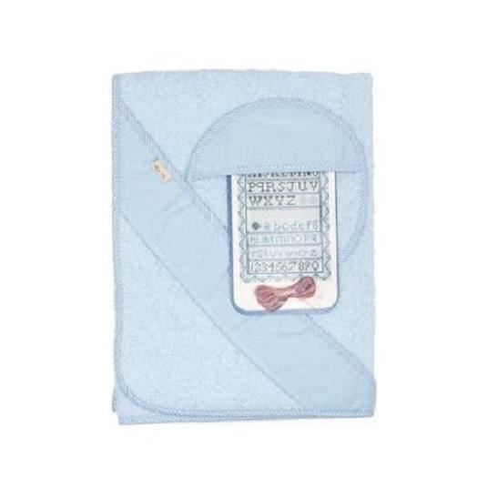 Bath Cape + Bib with Embroidery Band Sky