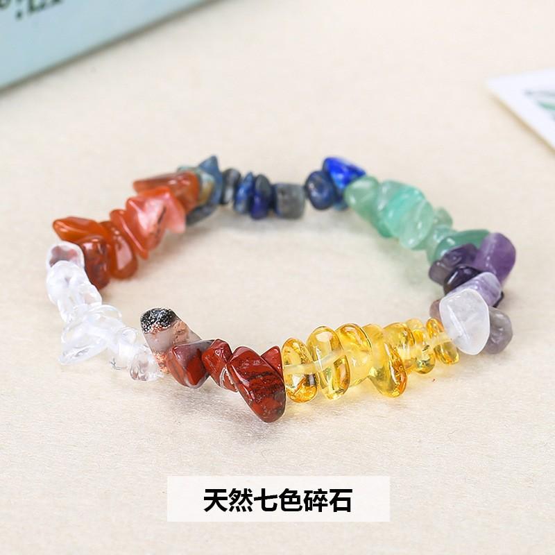Natural Crystal Agate, Colorful Crushed Stone, Elastic Bracelet, Irregular, European and American Jewelry