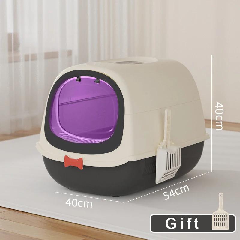 Large Capacity Cat Litter Box Pet Sandbox Splashproof UV Sterilized Cat Toilet Cleaning Basin Pet Cat Toilet Kitten Tray Bedpans