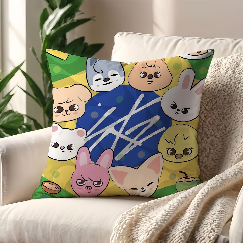 Kpop S-Skz-oo-S Cartoon cushion cover For Pillow Sofa Printing Decoration Room Home Office Coffee Shop Car Nordic Simplicity