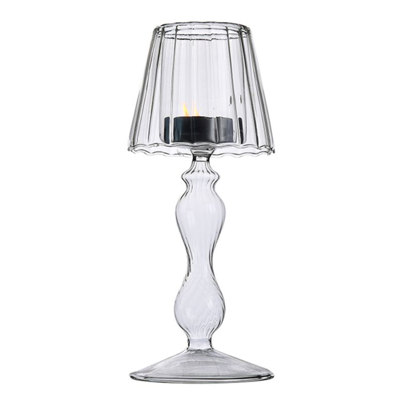 18,5 cm Vintage sticlă lumânare suport romantic lumânare lampă de masă formă sfeșnic Nordic nuntă petrecere desktop decorare