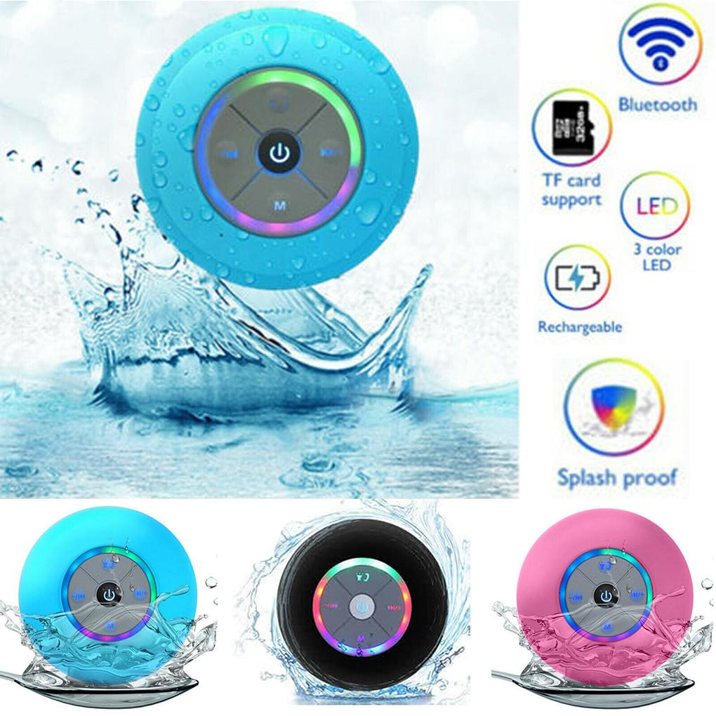 LED Waterproof Bluetooth Wireless Speaker Subwoofer Shower+Suction Cup