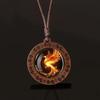 Feuer Phönix Holz Anhänger Halskette, Unisex, verstellbares Band, geeignet für den täglichen Gebrauch und Feiertage
