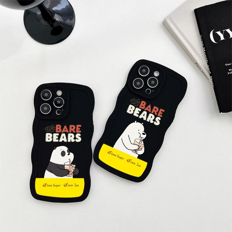 Ayılar Yumuşak Dalga Şekli Telefon Kılıfı Realme için C53 C55 Redmi Not 12 Not 11 Pro Samsung S23 Ultra A53 A52 Vivo V23e Y35 Y02 IPhone Tecno Spark Kapak