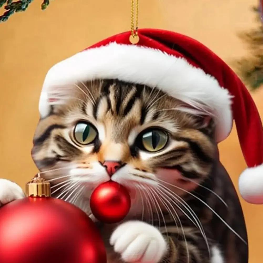 1-20PCS Christmas Hat Cat Charms Christmas Tree Hanging Charms Car Car Charms Ornaments Christmas Party Supplies Outdoor Decor