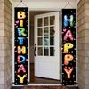 2PCS Happy Birthday Porch Hanging Banner Porch Sign Colorful Balloon Letters Party Decorations Birthday Party Supplies Door Banner Wall Hanging for