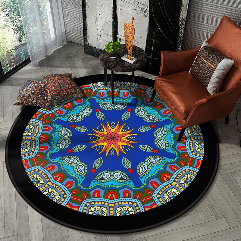 Home Decor Printing Living Room Bedroom Rug Kitchen Shower Door Floor Mat Ethnic Mandala Round