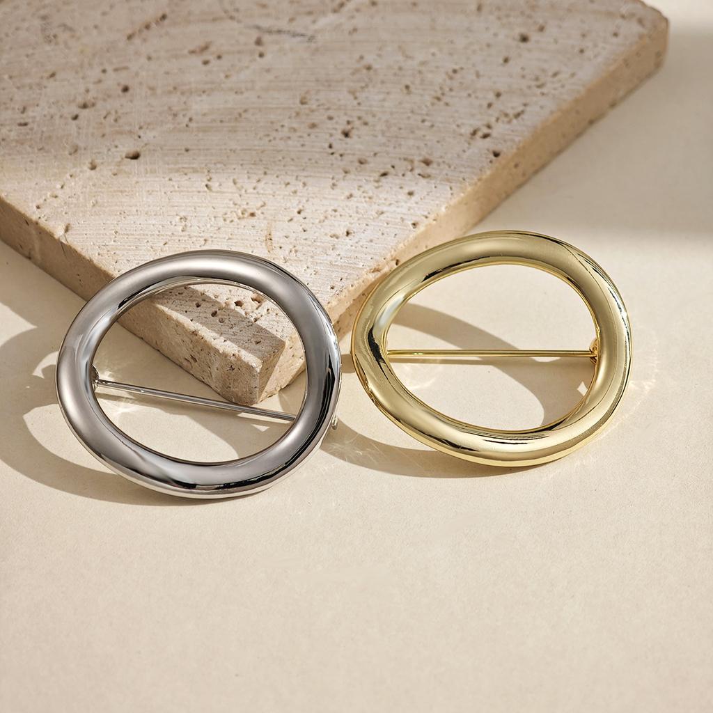 Geometric Circle Hollow Ring Irregular Light Luxury Metal Style Temperament Personalized Accessories Brooch
