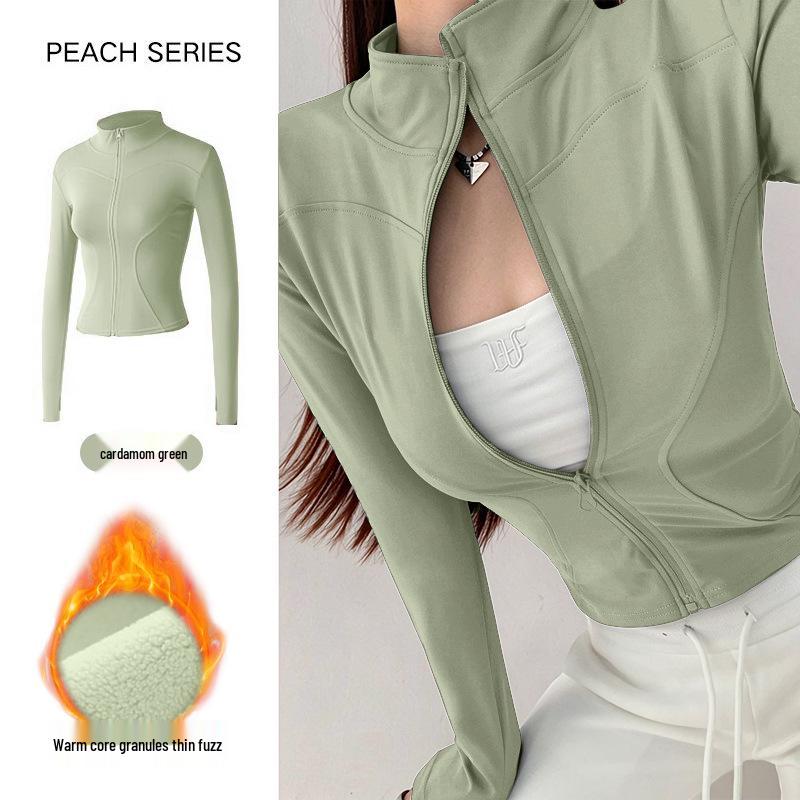 Women's Slim-Fit Fleece-Lined Running Jacket - Autumn/Winter 2025 Yoga & Fitness Long Sleeve.