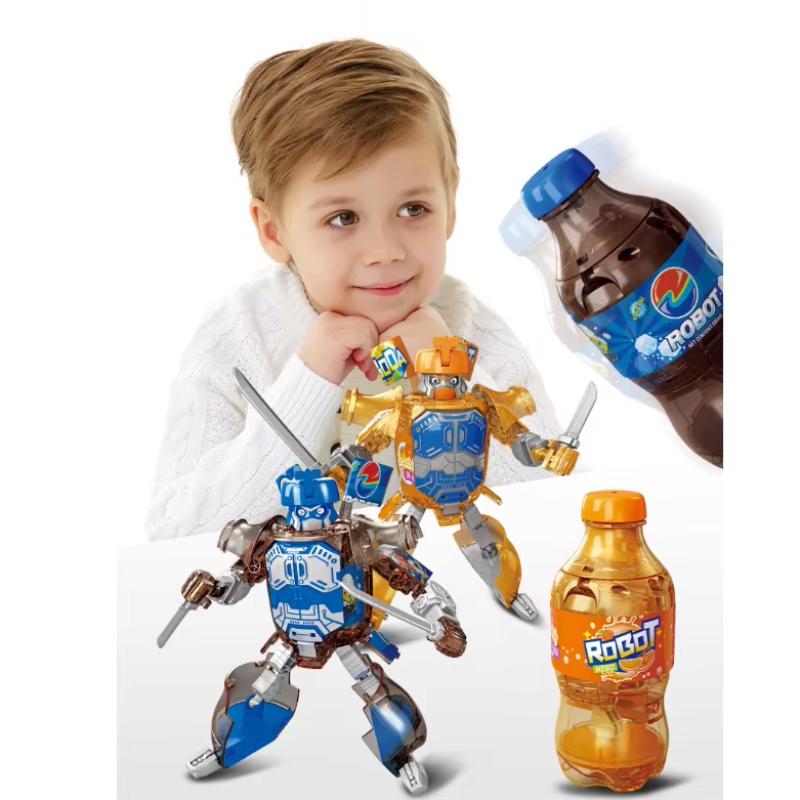 Garrafa de Bebida Robô Transformador Brinquedo Máquina de Conversão de Refrigerante Homem de Troca de Garrafa Robô de Troca de Lata de Refrigerante Presente de Feriado