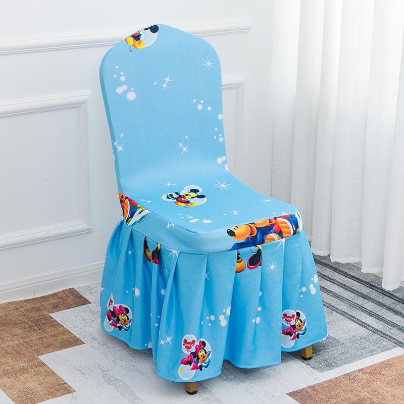 Hotel Chair Cover Household Stool Cover Restaurant Banquet Cartoon Theme Universal Baby Chair Cover Non-Slip