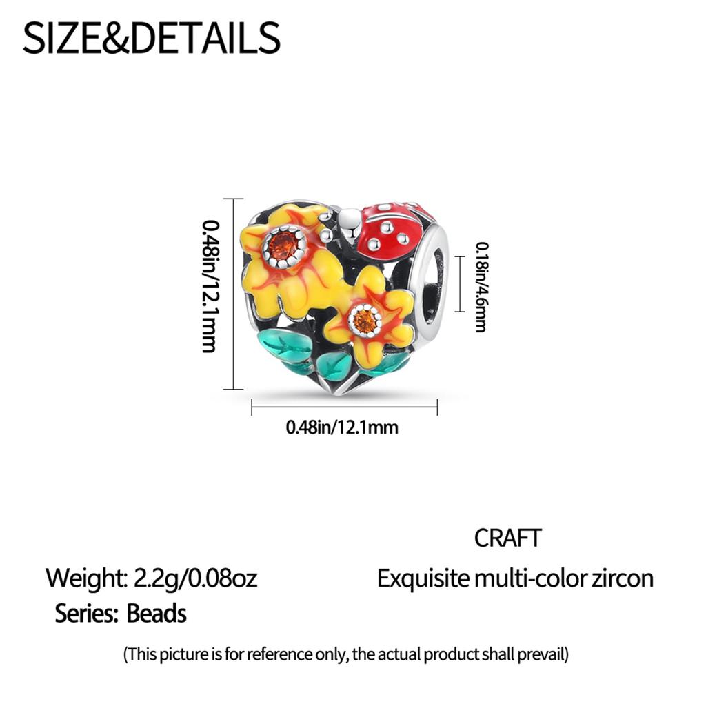 New Copper Golden Sunflowers Heart Charms Beads Fit Original Bracelets Necklace Party Diy Jewelry