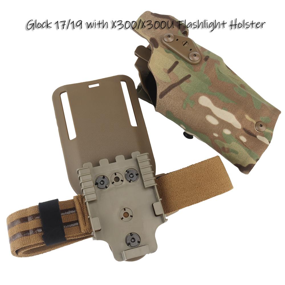 Glock 17/19 için X300/X300U Fenerli 6354DO Taktik Tabanca Kılıfı Airsoft -832 ALS Hızlı Çıkarma Bacak Kılıfı