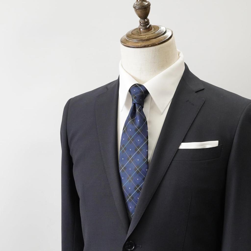 [Disney] Mitsumaru Silhouette Check Pattern Tie D50036 Navy x Green Free Size Business Casual Gift