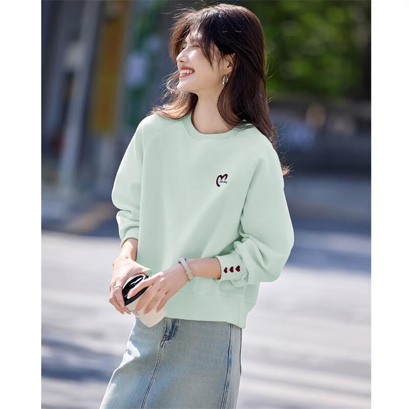 Women's Loose Heart Embroidery Long Sleeve Sweatshirt