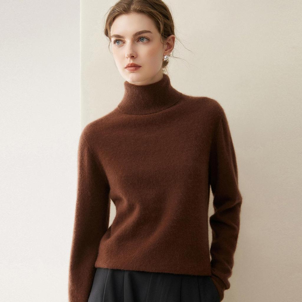 Women's Pure Cashmere High Neck Sweater - 2026 Autumn/Winter Soft Loose Fit Knitwear