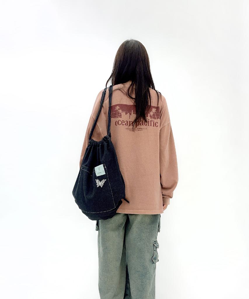 Sonnetofnight Denim Casual String Backpack (Gym Sack)