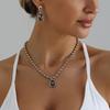 Sexy Dark Wind Geometric Square Diamond Necklace Ins Cold Wind Bead Chain Collarbone Chain