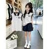 Girls' Stylish Cotton Polo Vest Set - Casual Summer Patchwork Sleeveless Top Two-Piece