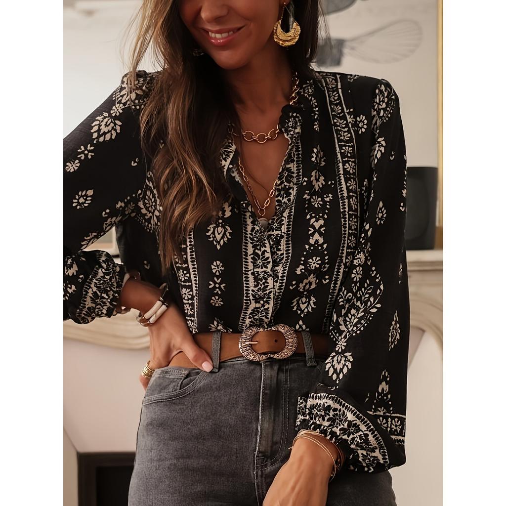 New Women's Elegant Long Sleeve Blouse Casual Chic Shirt Top