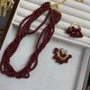 Exploding Fire Ankara Red Multi-Layer Wrap Necklace 5 Strings Side By Side Beaded Necklace Fashion Stack
