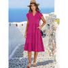 V-neck Fashion Elegant Summer Lotus Leaf Sleeve Dress Large Swing Pocket Party Dress Solid Color Casual Sweet Mid Length Splicing Dresses