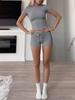 New European & American Women's Slim Fit Round Neck Short-Sleeve T-shirt Set