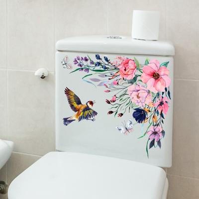 PVC Einfach Selbstklebend Zartes Set Dekorative Aufkleber Verwendung Toilette Blume Tragbare Wand Kühlschrankaufkleber für den täglichen Gebrauch ARI