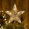 Christmas Tree Topper Star Warm White Holiday Light LED Lighted Star Topper Easy Installation Xmas Decoration for Indoor Trees