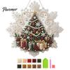 Acrylic Beaded Art Supplies Christmas Faux Pearl Painting Suncatcher Kit, Snowflake Shape Board Decorative Hanging Window with Lace Edge, 3D