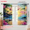 Set Of 2 Plane Printing Popular Curtain Panels Vibrant Flowers Palms Polyester Easy Install Without Rod Versatile All Use Curtains Made