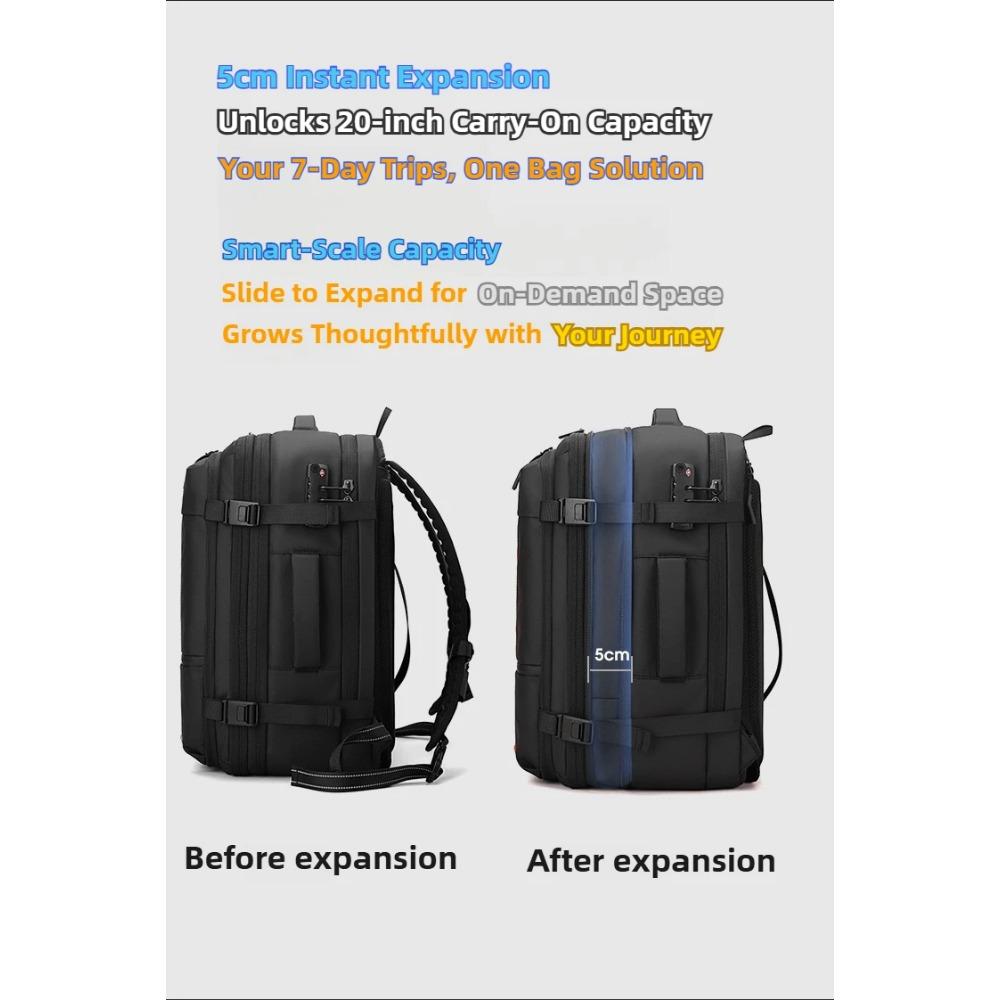 Vacuum Compression Mens Backpack Expandable Large Capacity Multi Functional Laptop Bag Short Trip Travel Hiking Pack