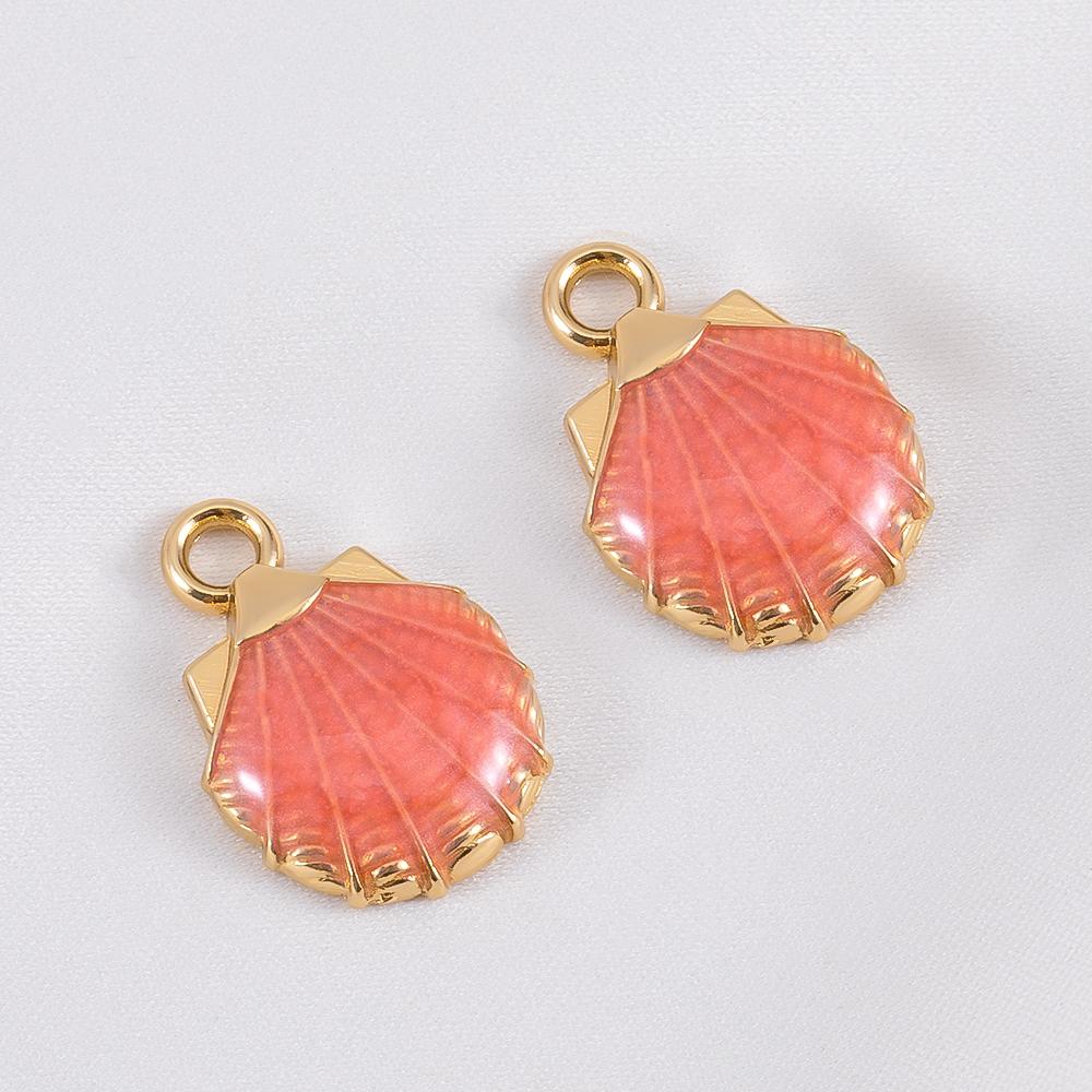 10pcs Cute Orange Enamel Sea Coral Turtle Conch Fish Starfish Charms Alloy Pendants for DIY Necklace Bracelet Jewelry Findings