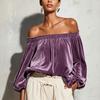 Women's Off-Shoulder Sleeve Blouse Color Casual Top for Daily Wear