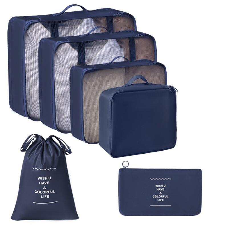 Travel Storage Bag Set - 7-Piece Multi-functional Compartment Bags for Clothes & Cosmetics
