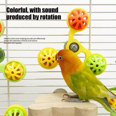 2Pcs Parrot Spinner Rattle Toys Interactive Rattle Ball Wheel Parakeet Toy Bird Cage Toys for Budgies Conures Cockatiels Enrichment Chewing Exercise