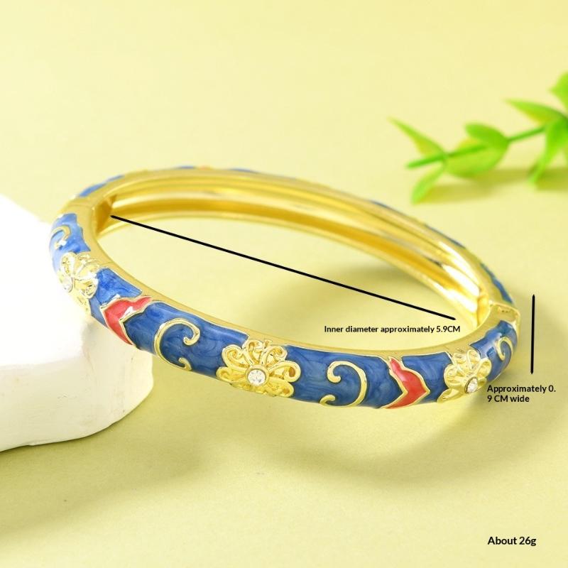 Oriental Bracelets Chinese Cloisonne Enamel Bracelet Traditional Flower Bangle Ethnic Vintage Women'S Hand Jewelry Gift