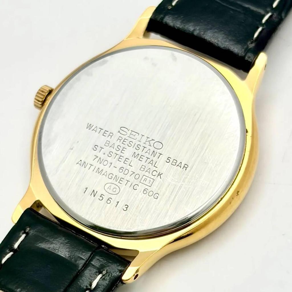 Used [New Battery] SEIKO AVENUE Men's Watch Gold 7N01-6D70 1N5613 New Belt