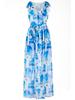 V-Neck Chiffon Maxi Dress with Blue Floral Pattern S