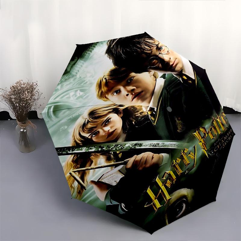 1pc Harry Potter Chamber of Secrets Automatic Folding Umbrella - Compact 8-Rib Design, Durable Plastic & Iron1178L