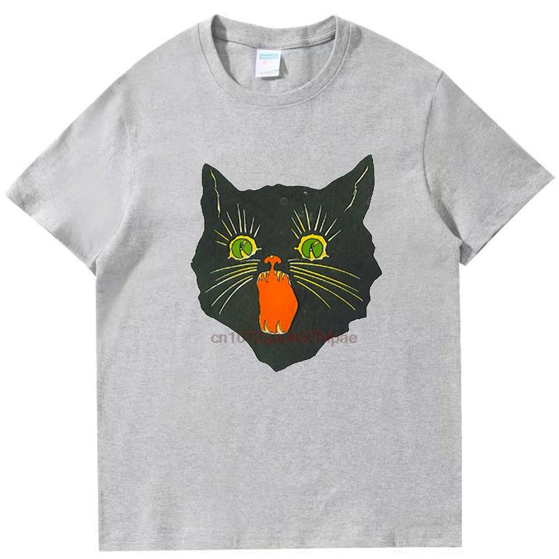 Angry Cat Classic Graphic T Shirts Halloween Fashion Cotton Round Neck Tshirt Unisex Streetwear Summer Mens Print T Shirt