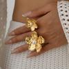 DIEZI Korean Luxury Elegant Imitation Pearl Flower Rings For Women Men Fashion Gold Silver Color Knuckle Joint Ring Jewelry
