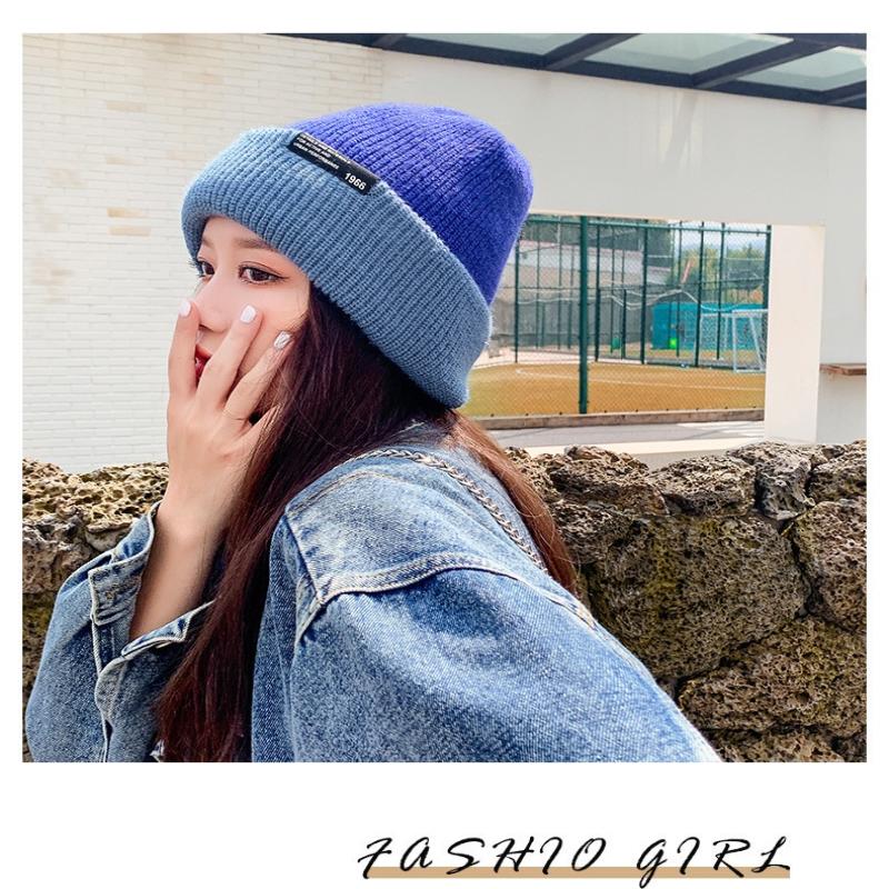 Unisex Herbst Winter Strickmütze Weiche Verdickte Wollmütze Doppelseitiger Ohrenschutz Beanies Mütze Damen Herren