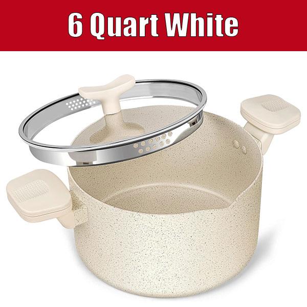 6 Quart Soup Pot Multipurpose Pasta Pot with Strainer Lid & Twist and Lock Handles Nonstick Stock Pot Spaghetti Cooking Pot