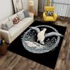 Abstract Bird Pattern Carpet with Black Background and Nature Design Suitable for use as an anti-slip for living room bedroom sofas