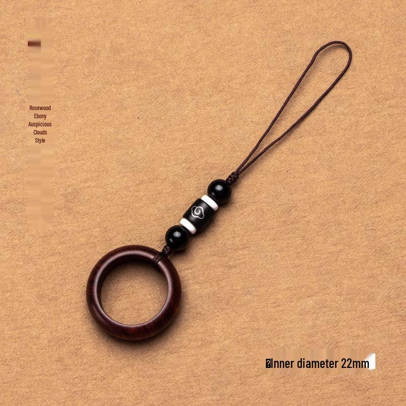 Lin Jing Sandalwood Phone Lanyard & Keychain: Black & Purple Sandalwood, Anti-Lost, USB Drive, Bag Pendant for Men & Women.