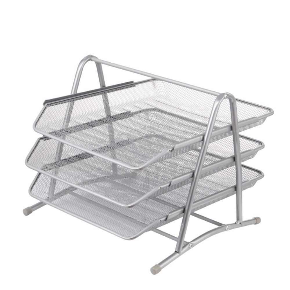 Metal Three-layer File Rack Wire Mesh Desktop Document Rack Durable Desktop Data Tray  Countertop