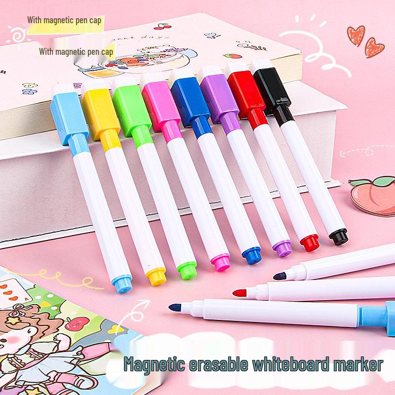 Colorful Erasable Magnetic Whiteboard Markers for Kids, Water-Based & Large Capacity, 8 Colors