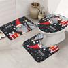 4Pcs Bathroom Shower Curtain Set Christmas Gnome Print Bathroom Curtain With 12 Hooks Non Slip Rugs Toilet Cover Mat Bathroom Partition