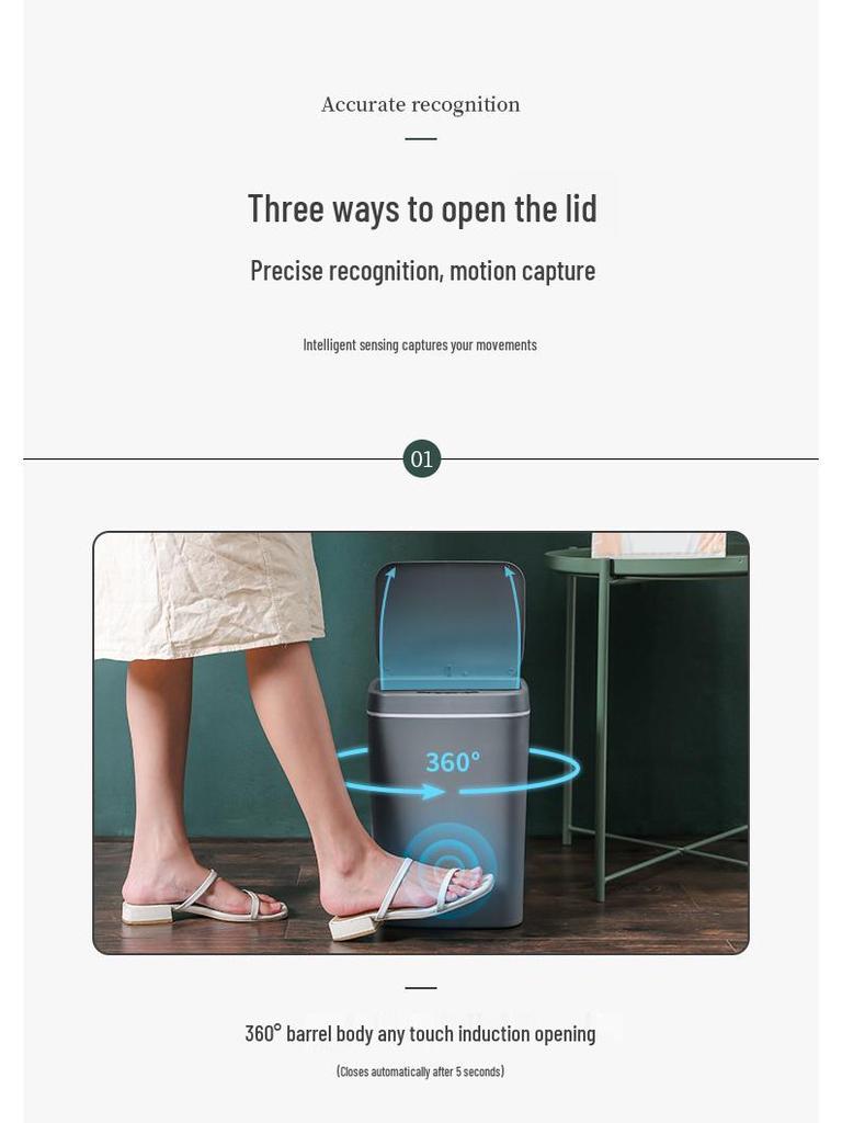 Smart Induction Waterproof Bathroom Trash Can